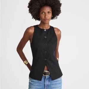 Madewell Crewneck Cutaway Vest in Drapey Twill, NWT!!